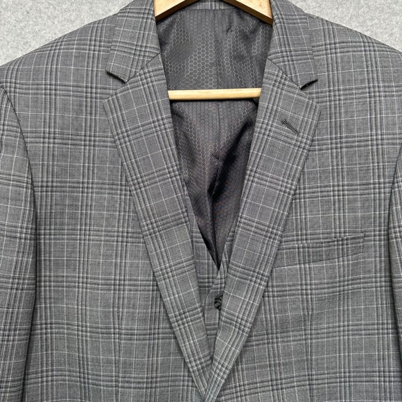 Linea Uomo Mens Grey Glen Plaid 3-Piece Performance Suit 38 Long 32 Waist Wool